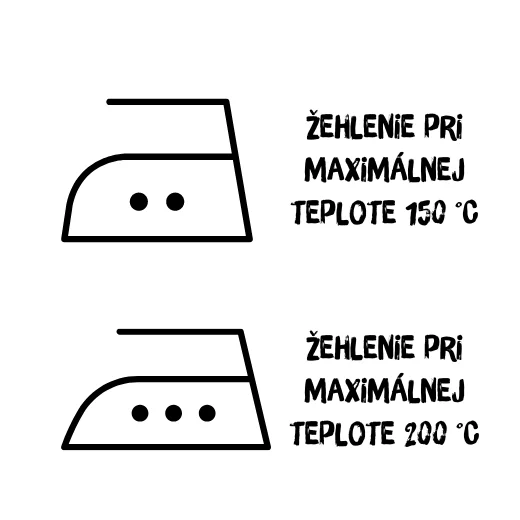 Maximálna teplota žehlenia 150 alebo 200 stupňov 